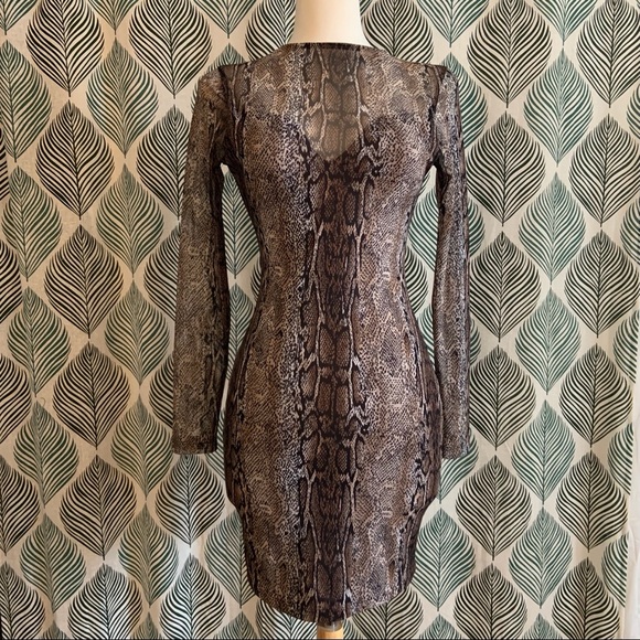 Windsor Dresses & Skirts - WINDSOR | Semi Sheer Snakeskin Mesh Bodycon Dress